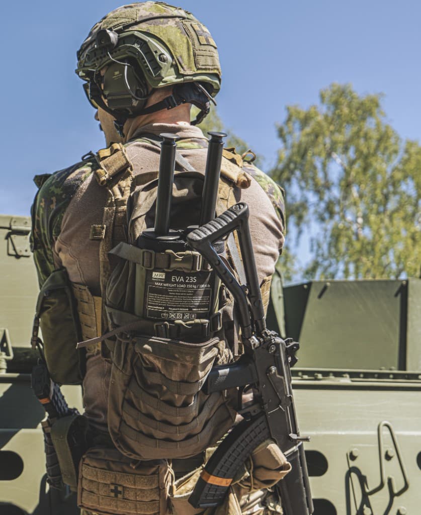 Soldier with EVA 23S tactical equipment